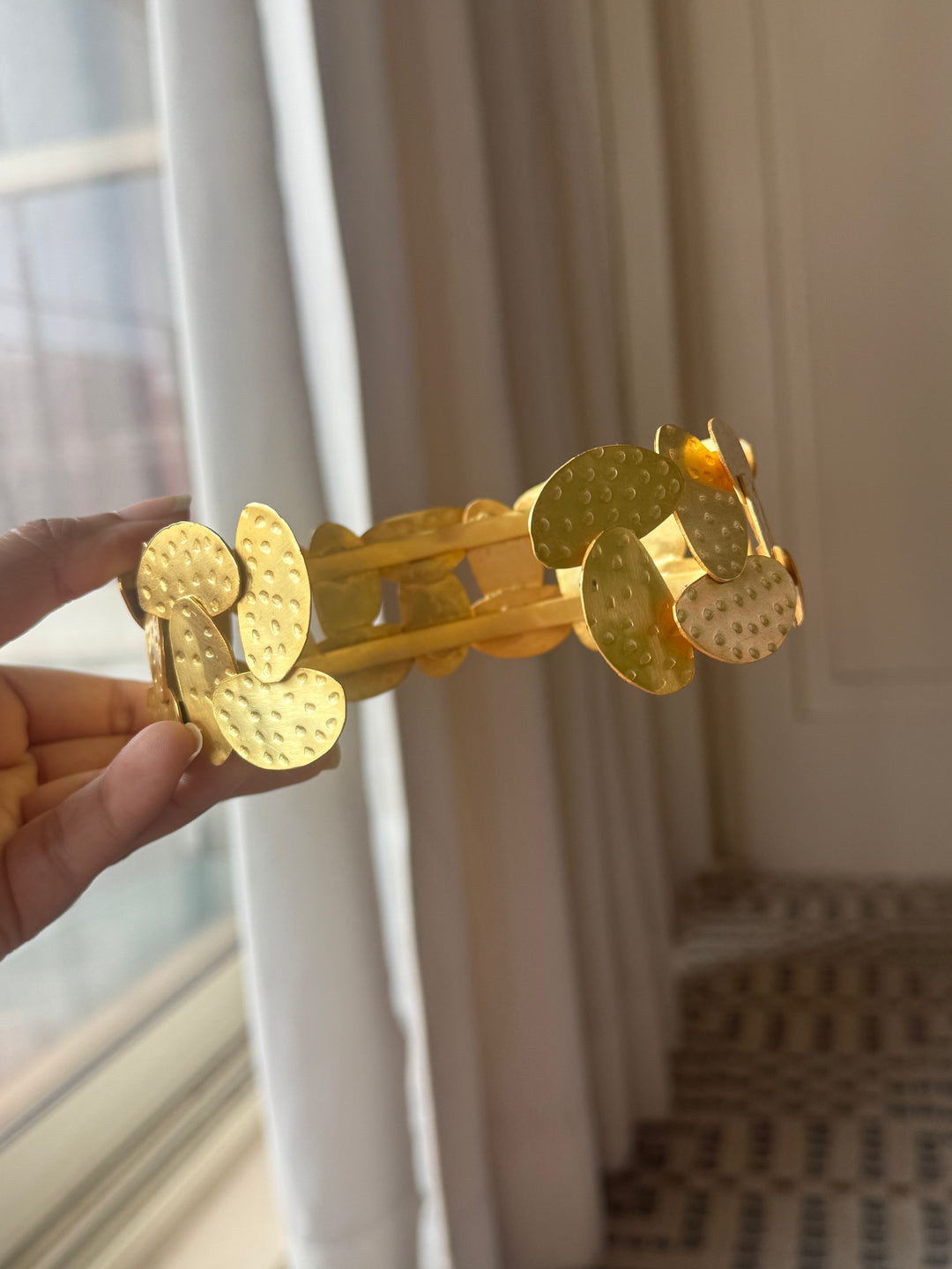 Asymmetric Hammered Gold-Tone Choker Necklace