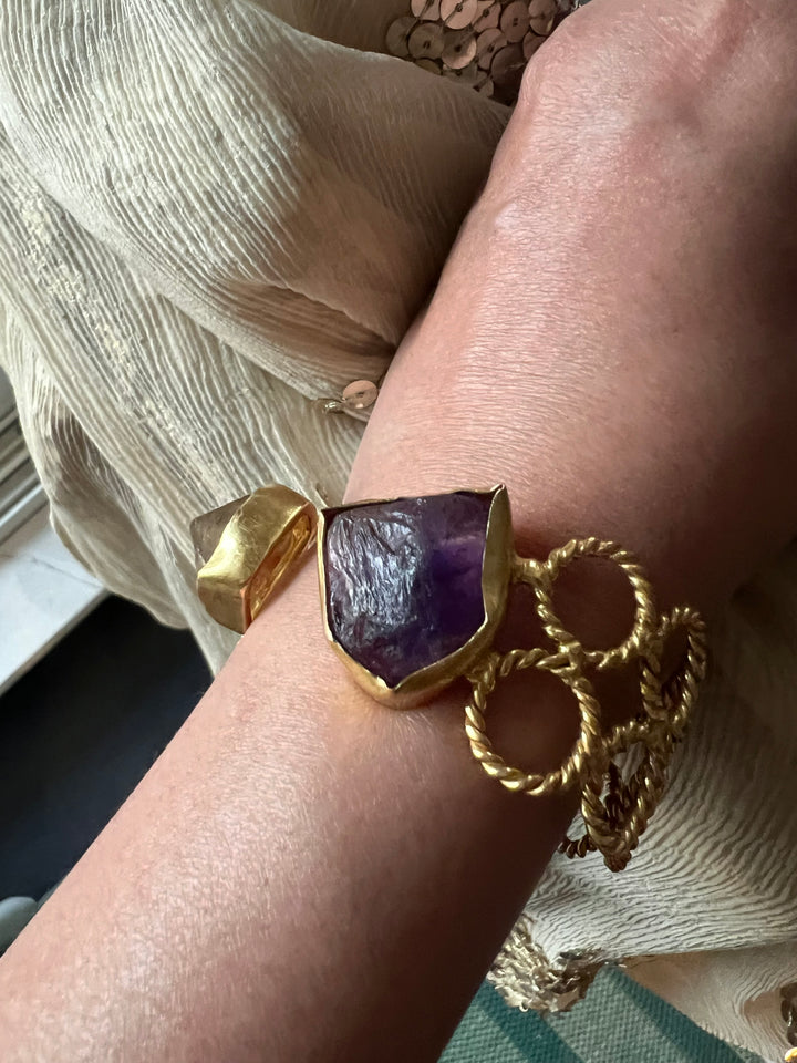 Beautiful Natural Raw Stone Open Cuff