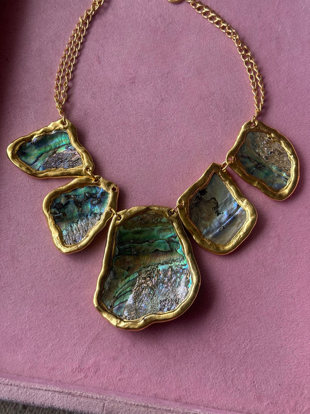 Gold-Edged Abalone Shell Collar Necklace