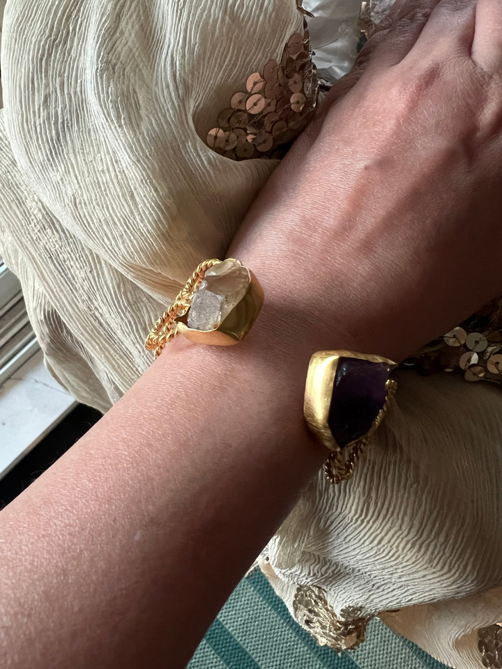 Beautiful Natural Raw Stone Open Cuff