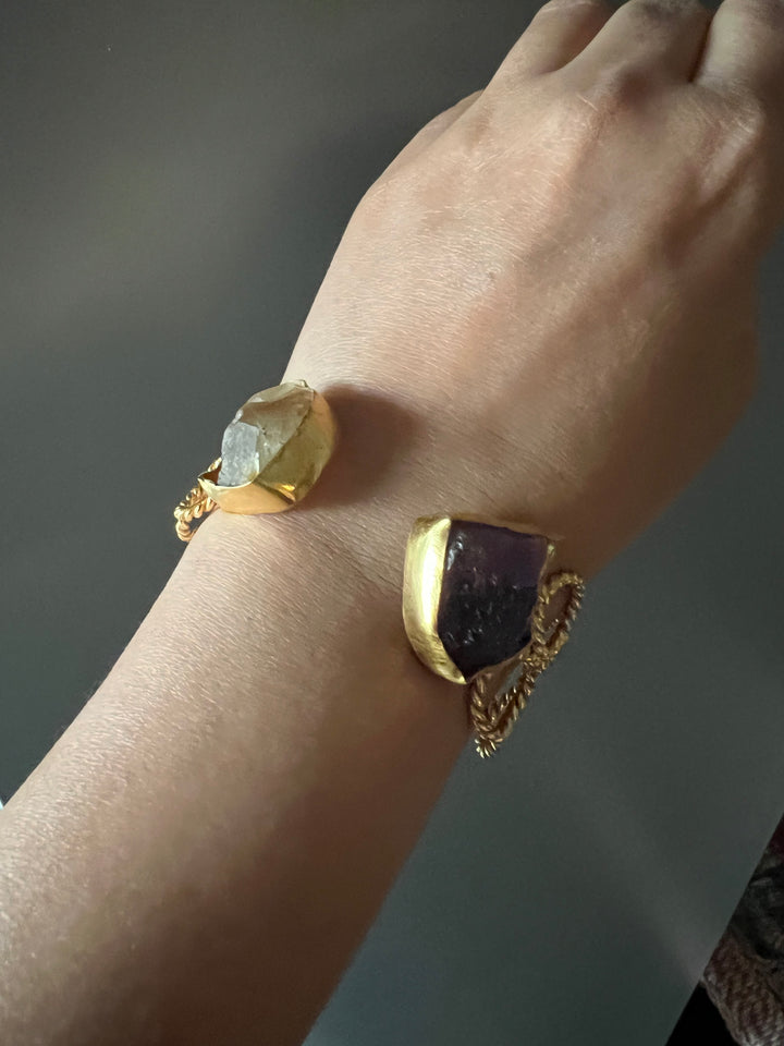 Beautiful Natural Raw Stone Open Cuff