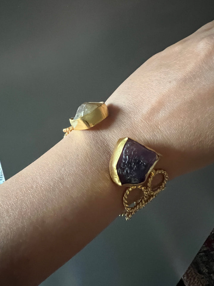 Beautiful Natural Raw Stone Open Cuff