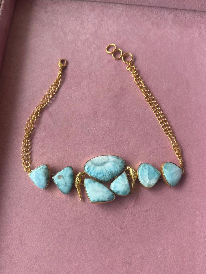 Larimar Parrot Statement Choker Necklace