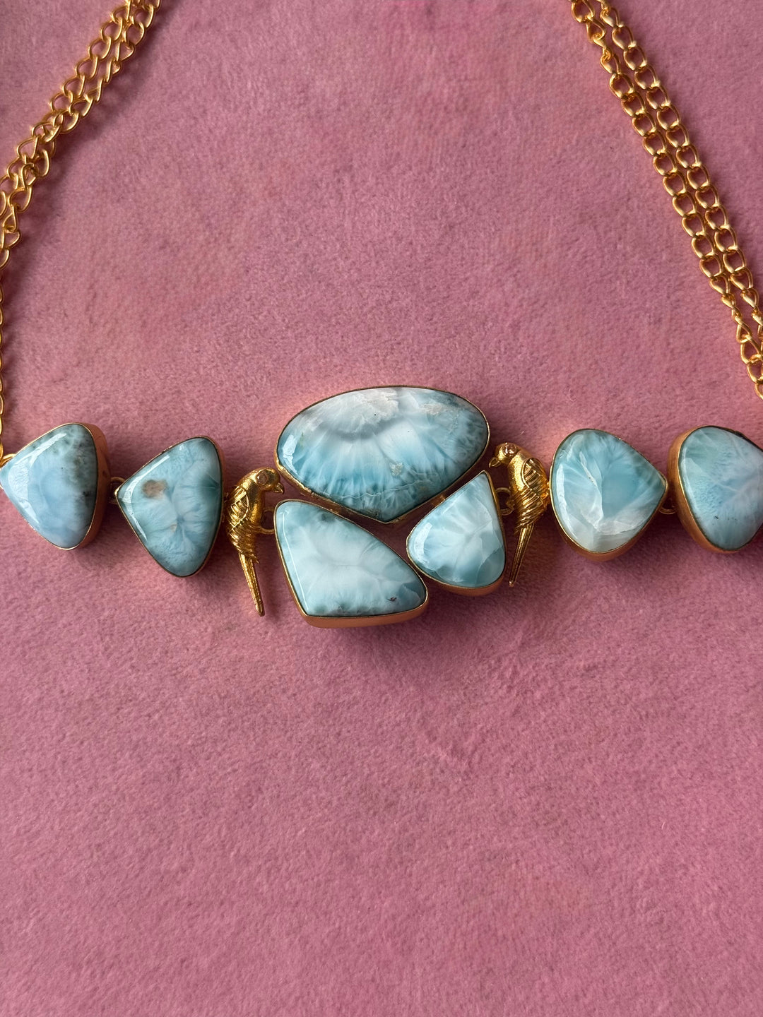 Larimar Parrot Statement Choker Necklace