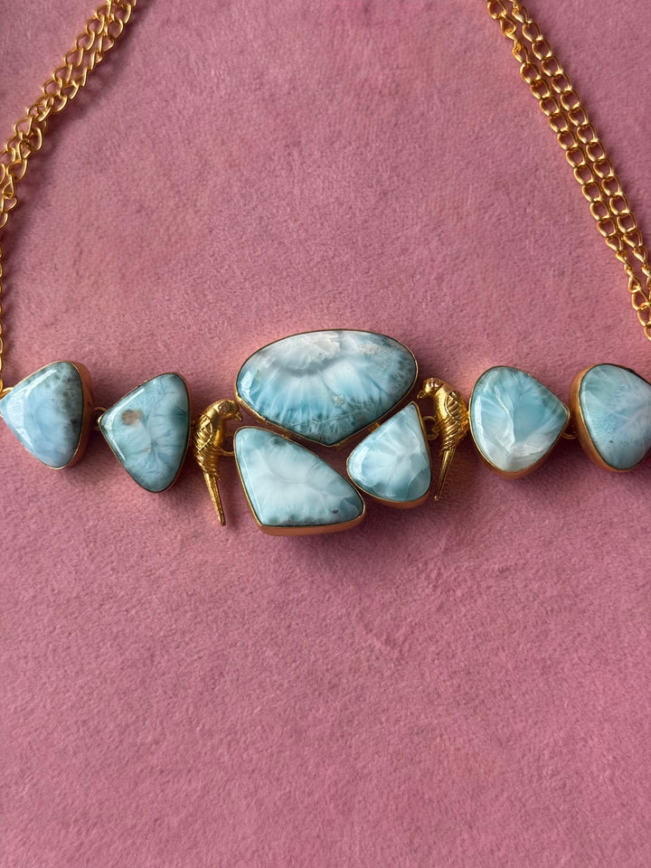 Larimar Parrot Statement Choker Necklace