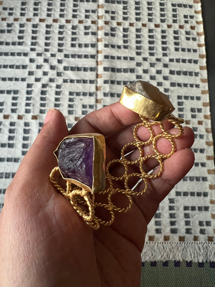 Beautiful Natural Raw Stone Open Cuff