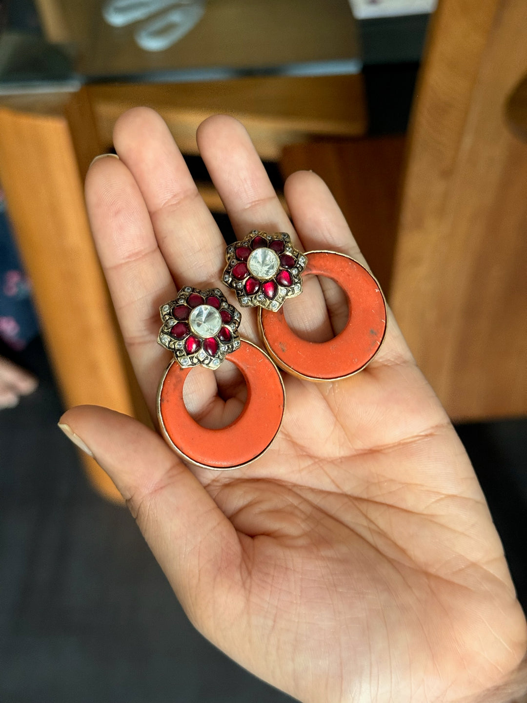 Fusion Kundan Silver Earrings | SHIVKA
