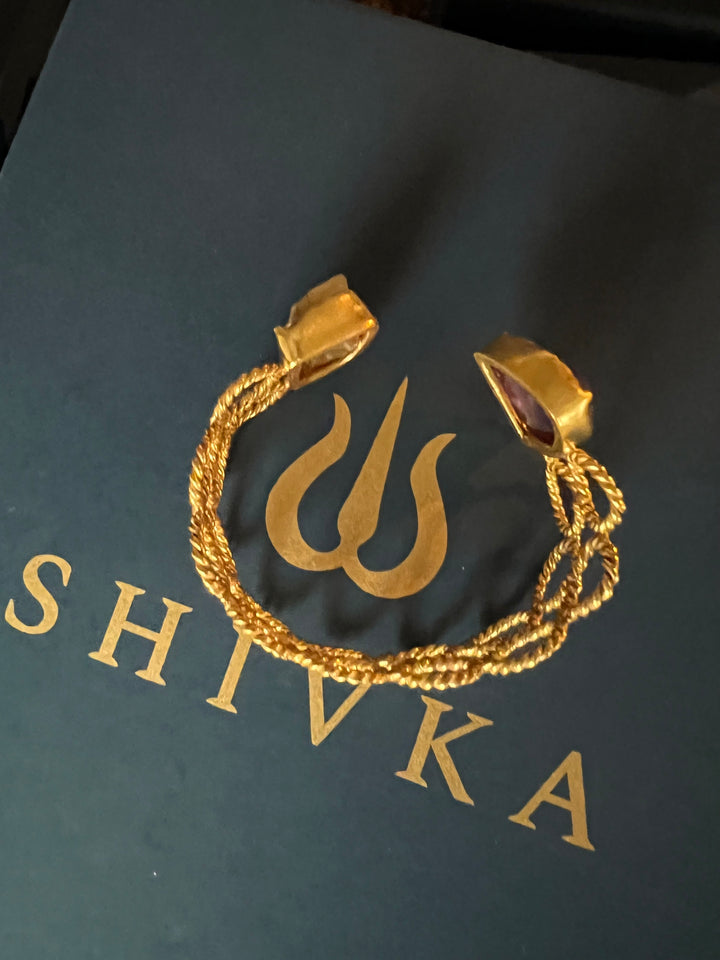 Beautiful Natural Raw Stone Open Cuff