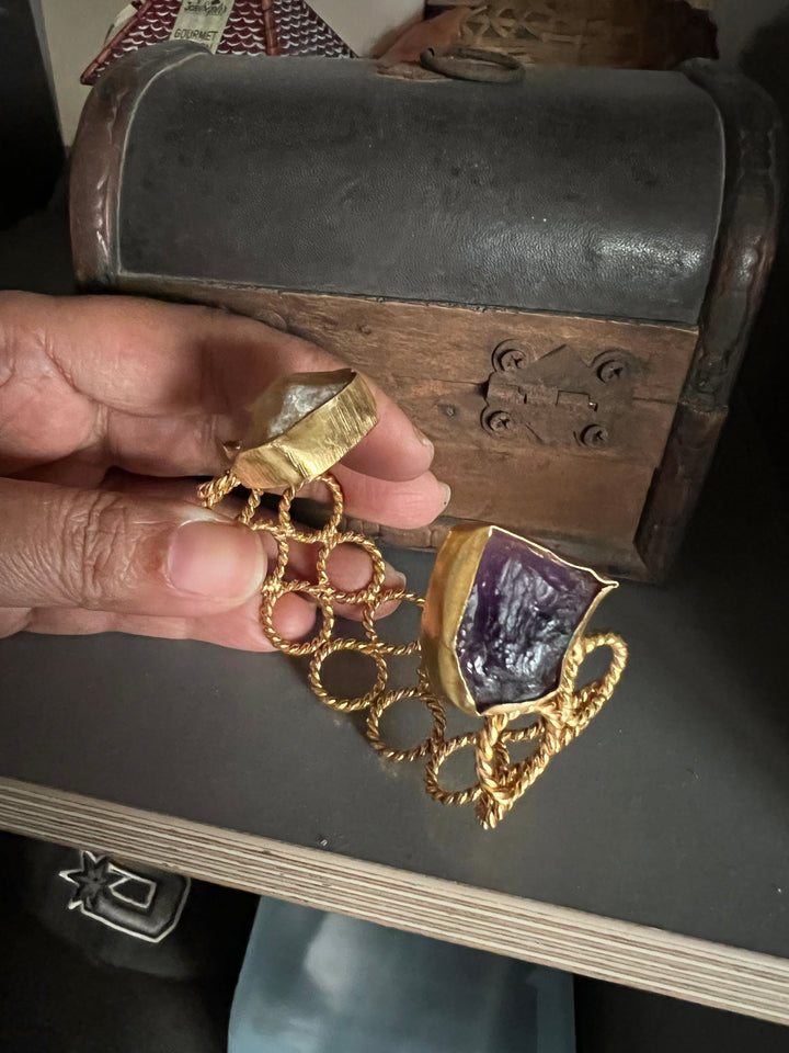 Beautiful Natural Raw Stone Open Cuff