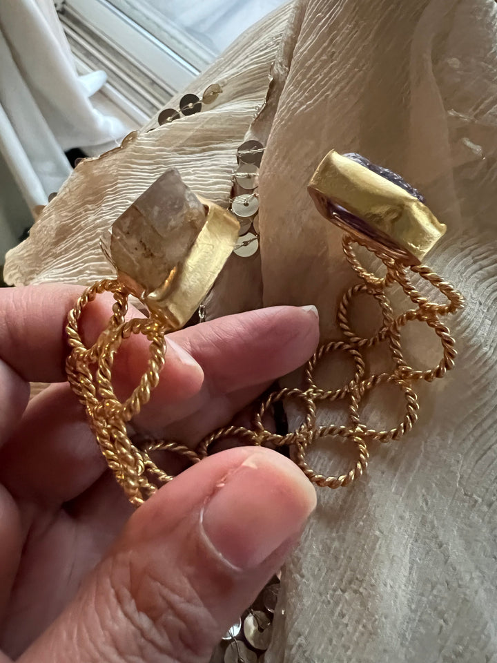 Beautiful Natural Raw Stone Open Cuff