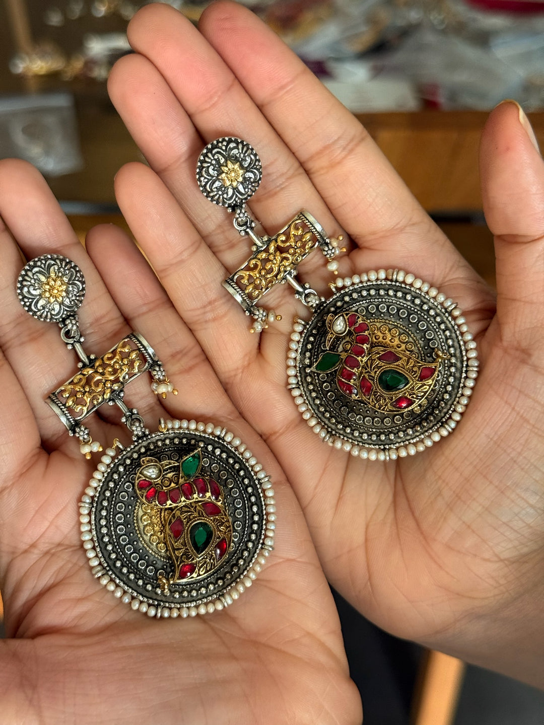 Peacock 925 Silver Fusion Earrings | SHIVKA