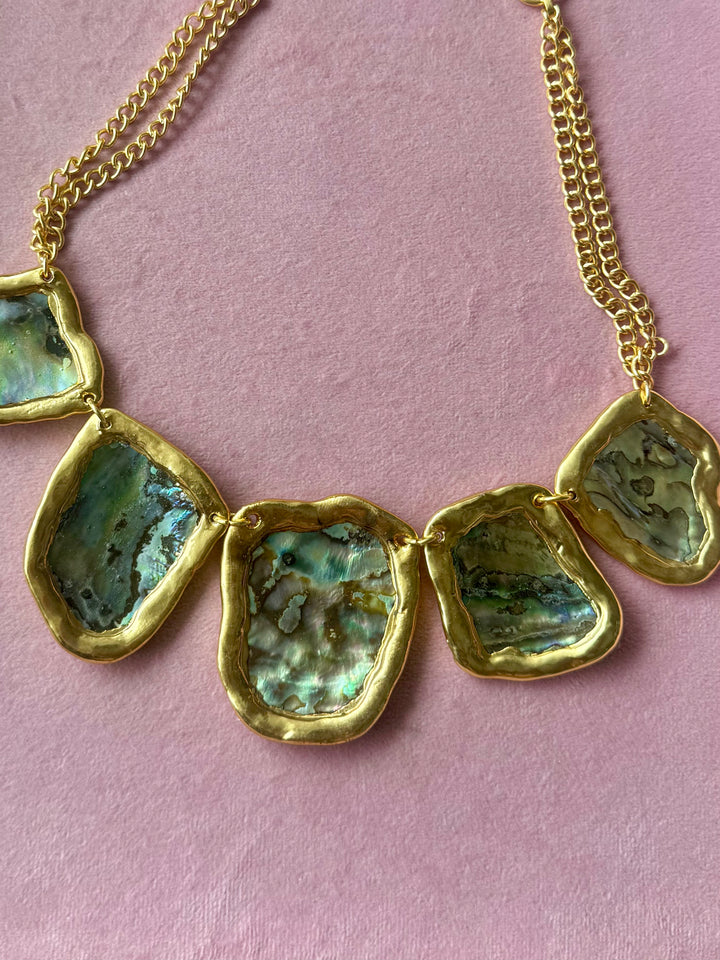 Abalone Shell Five-Piece Gold-Tone Necklace