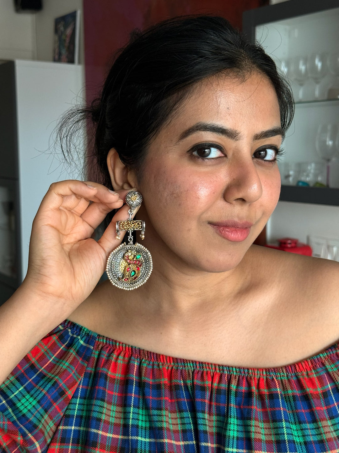 Peacock 925 Silver Fusion Earrings | SHIVKA
