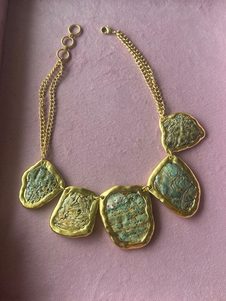 Abalone Shell Five-Piece Gold-Tone Necklace