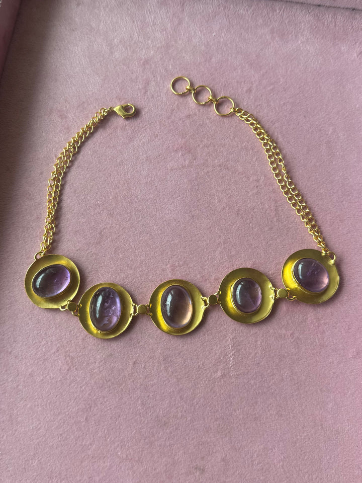 Amethyst Pod Gold-Tone Choker Necklace