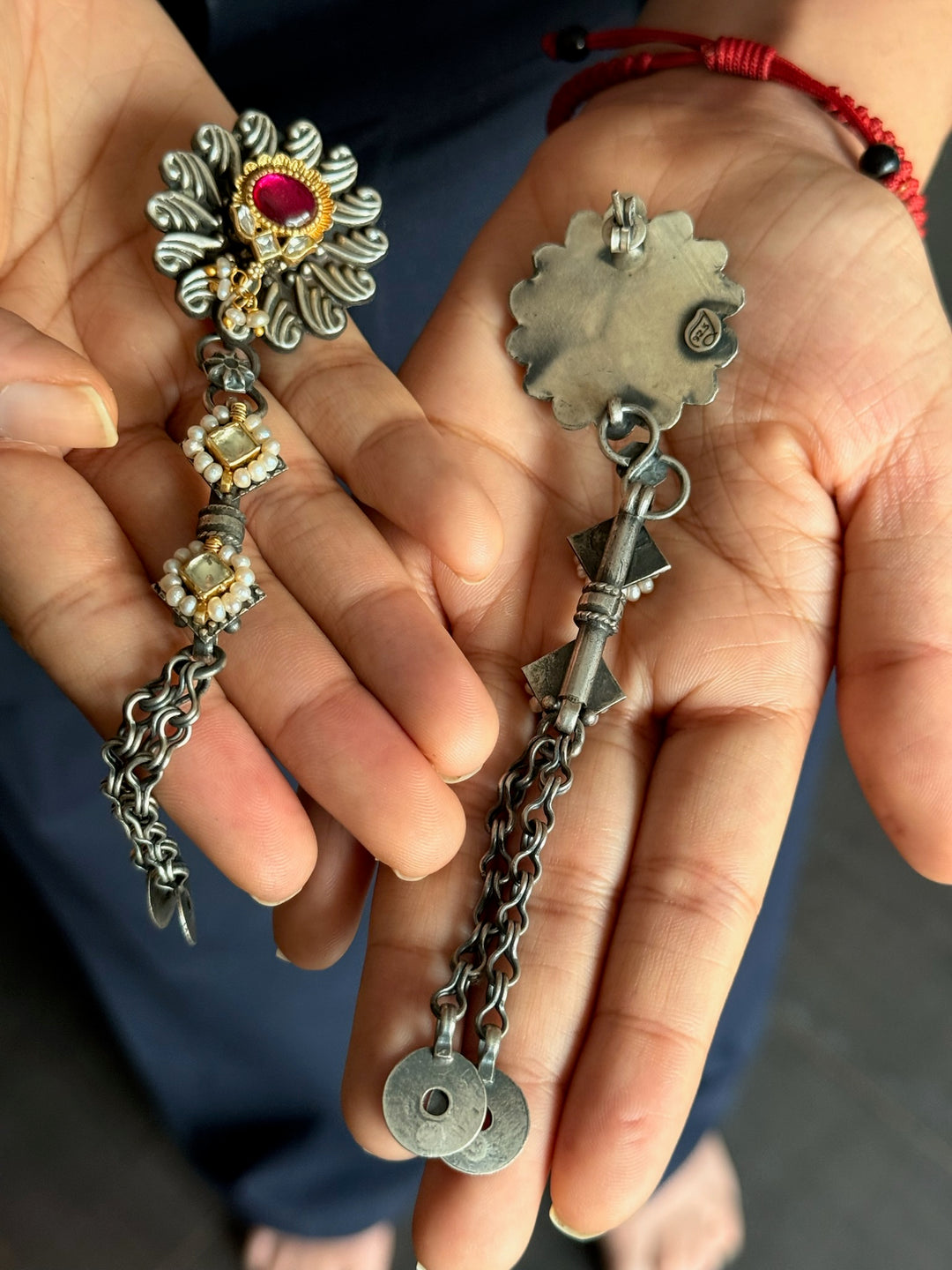 Fusion Kundan Silver Earrings | SHIVKA