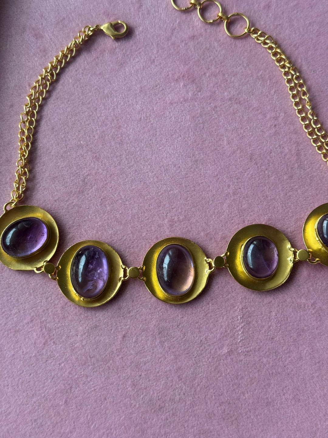 Amethyst Pod Gold-Tone Choker Necklace