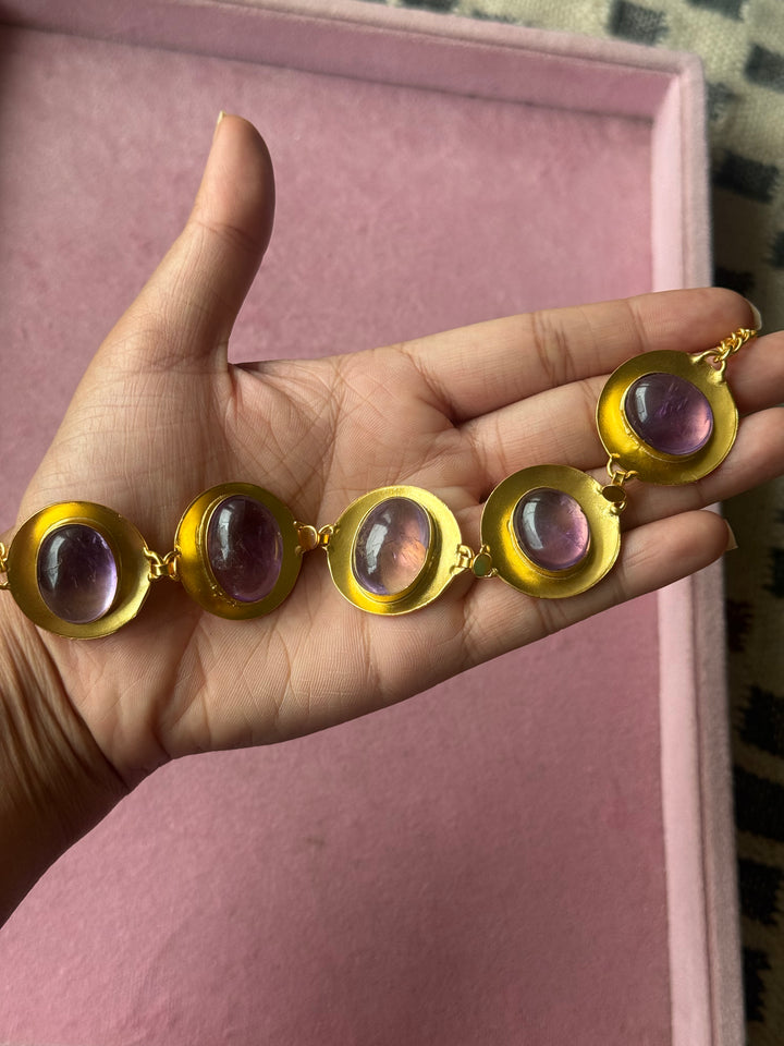 Amethyst Pod Gold-Tone Choker Necklace