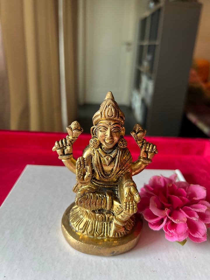 Brass Laxmi Sculpture - Goddess of Wealth and Prosperity