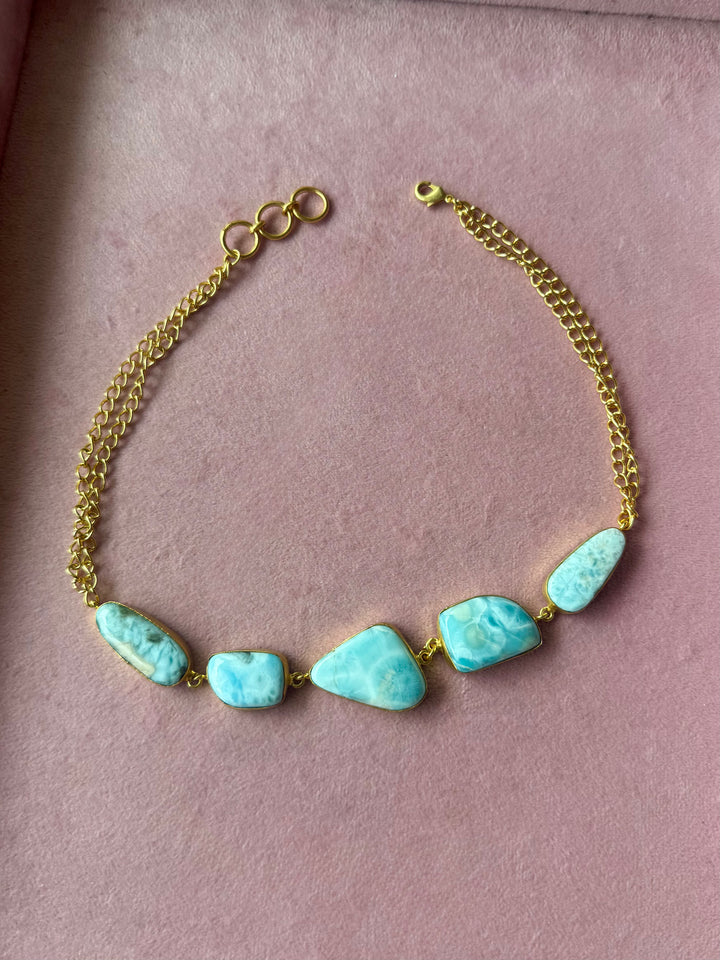 Asymmetric Larimar Stone Necklace