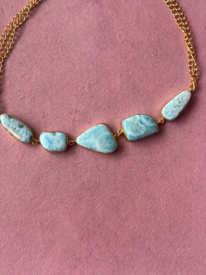 Asymmetric Larimar Stone Necklace