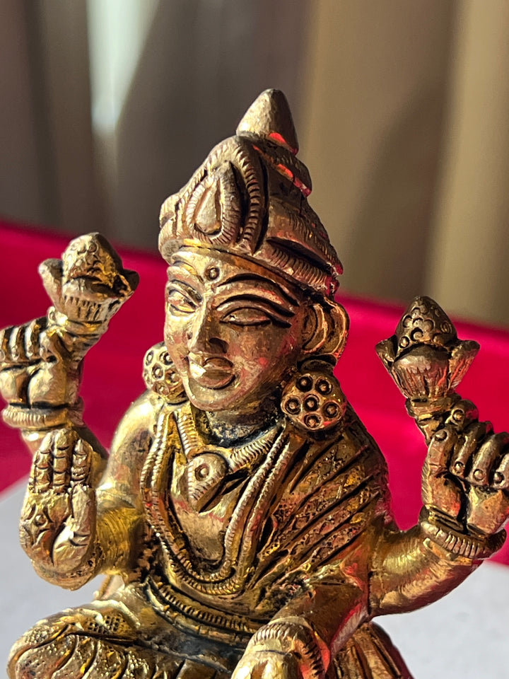 Brass Laxmi Sculpture - Goddess of Wealth and Prosperity
