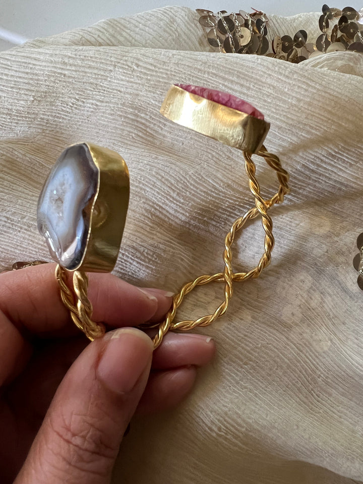 Beautiful Natural Raw Stone Open Cuff