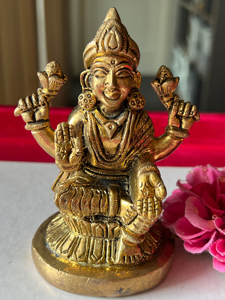 Brass Laxmi Sculpture - Goddess of Wealth and Prosperity