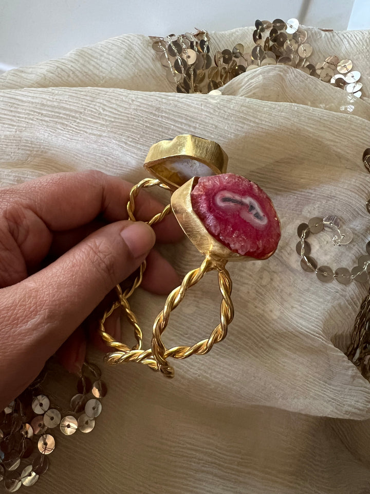 Beautiful Natural Raw Stone Open Cuff