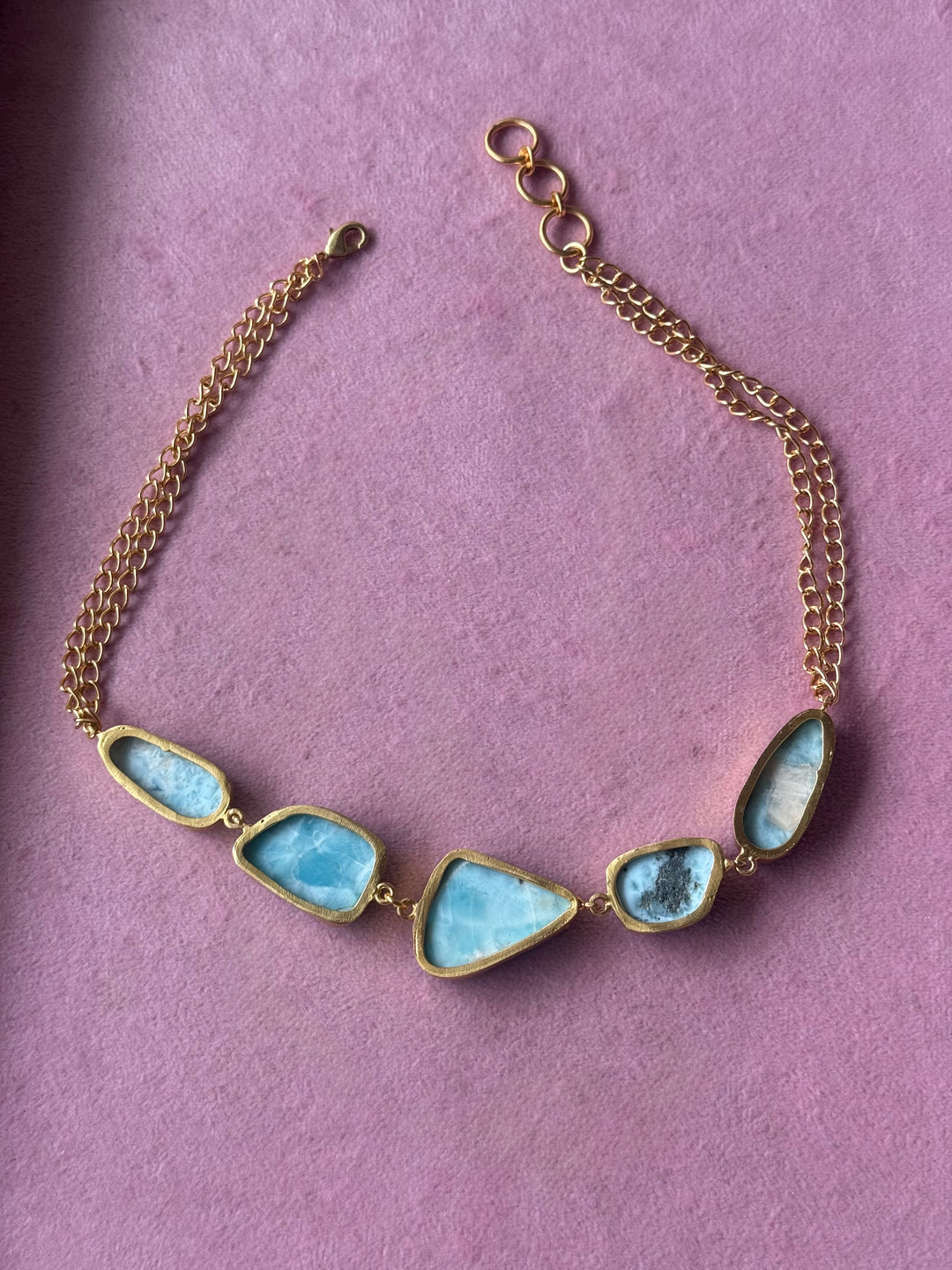 Asymmetric Larimar Stone Necklace