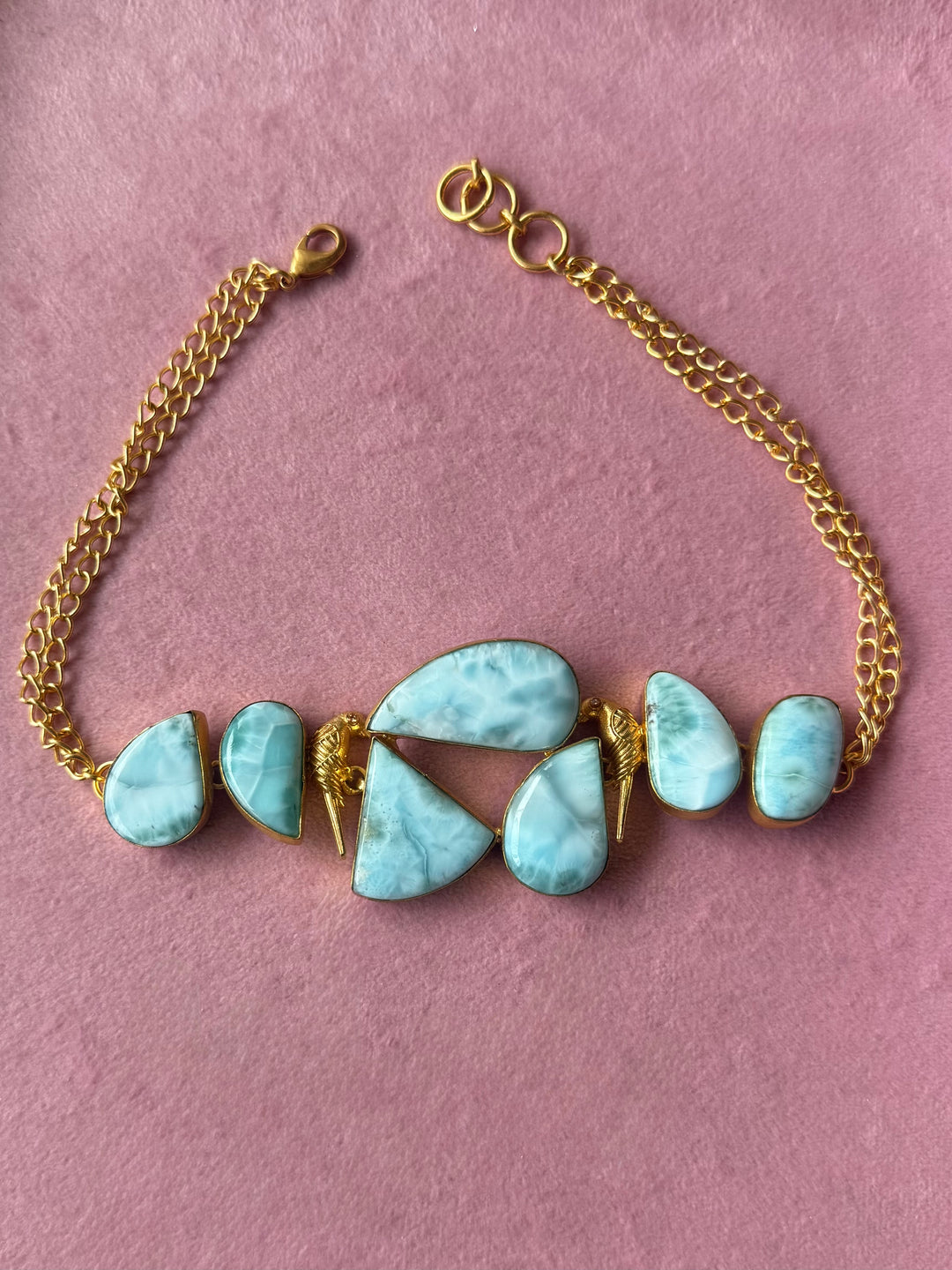 Larimar Parrot Statement Choker Necklace