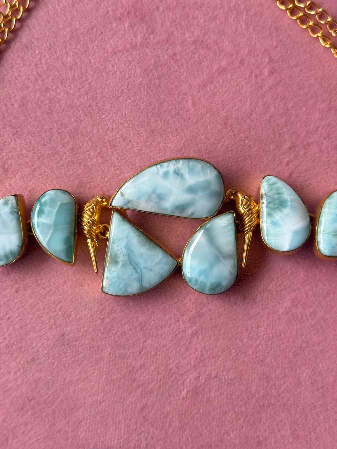 Larimar Parrot Statement Choker Necklace