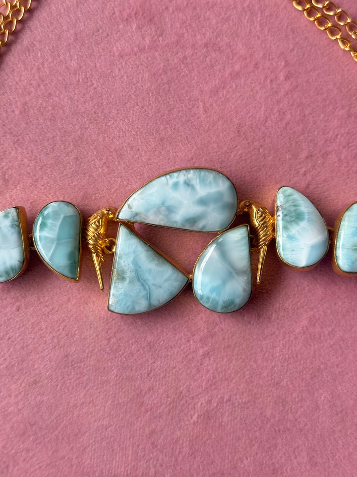 Larimar Parrot Statement Choker Necklace