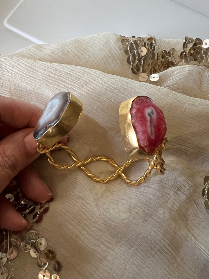 Beautiful Natural Raw Stone Open Cuff