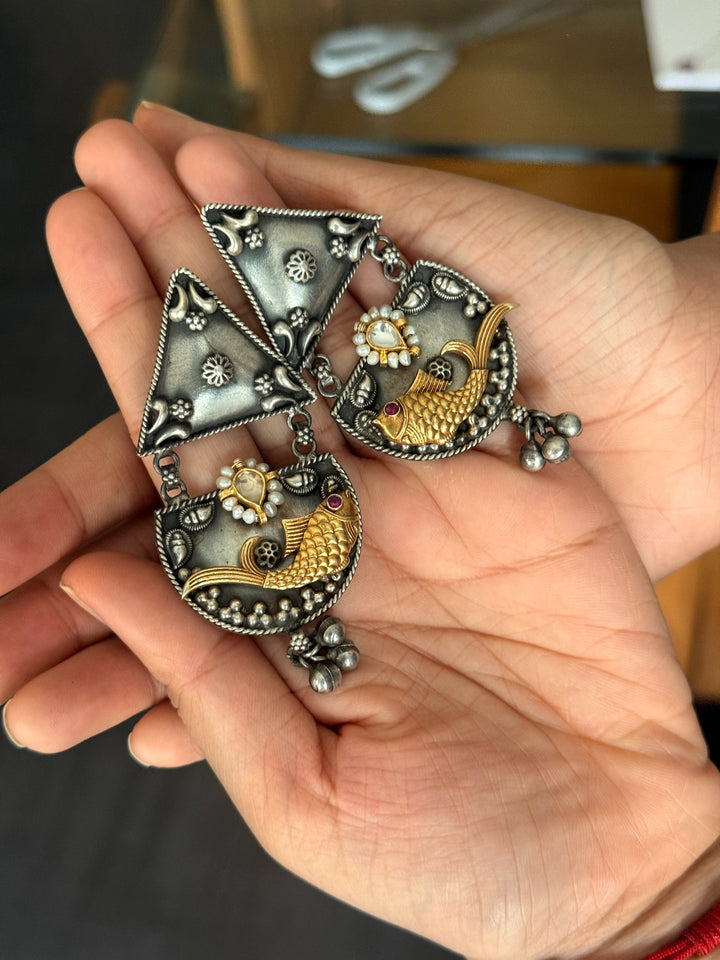 Tribal Fish 925 Silver Earrings | SHIVKA
