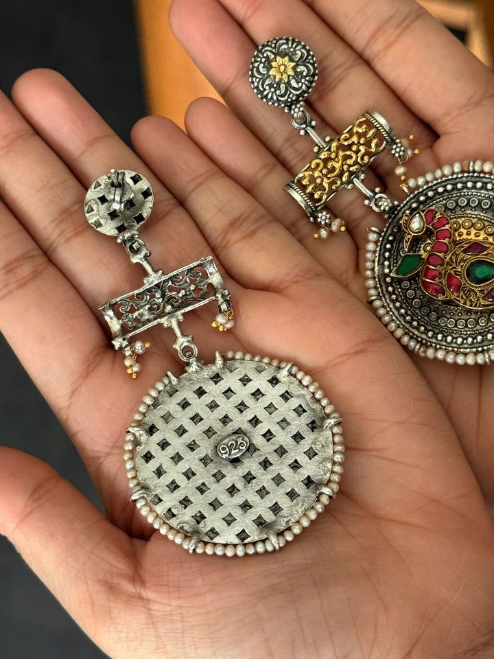 Peacock 925 Silver Fusion Earrings | SHIVKA