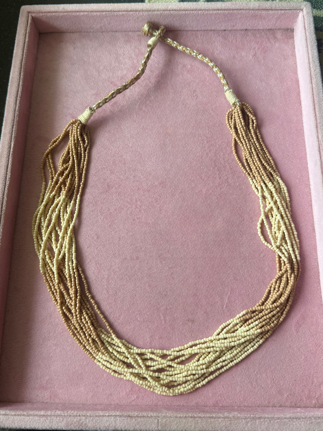 Beige and Cream Multistrand Beaded Necklace