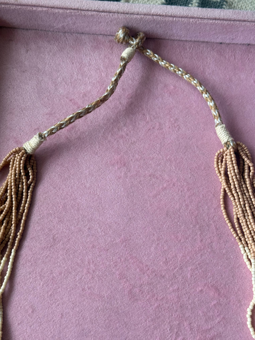 Beige and Cream Multistrand Beaded Necklace