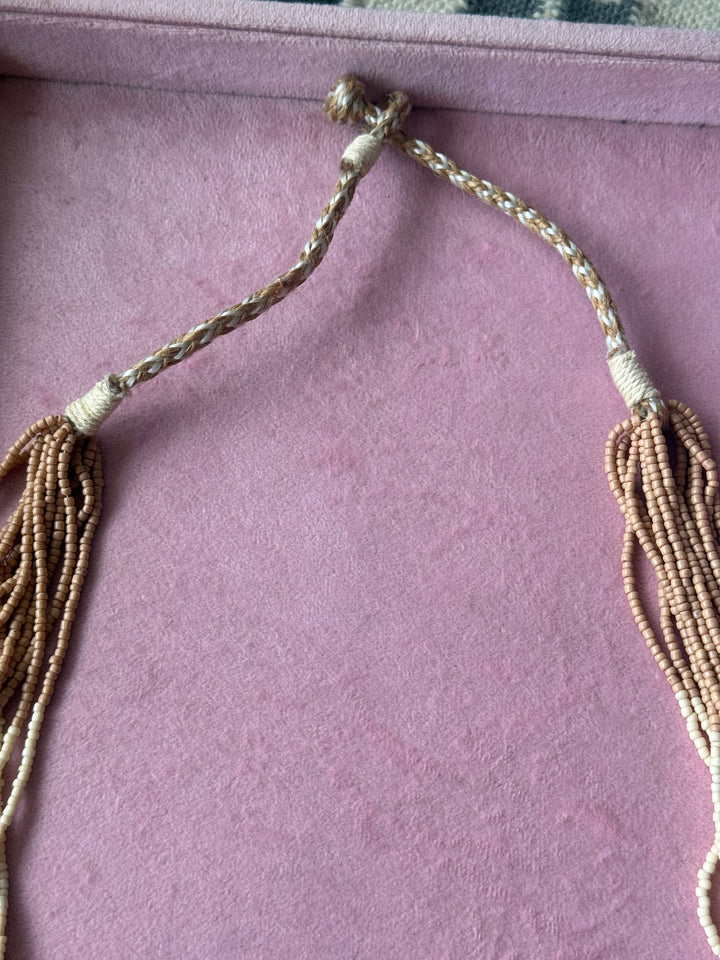 Beige and Cream Multistrand Beaded Necklace