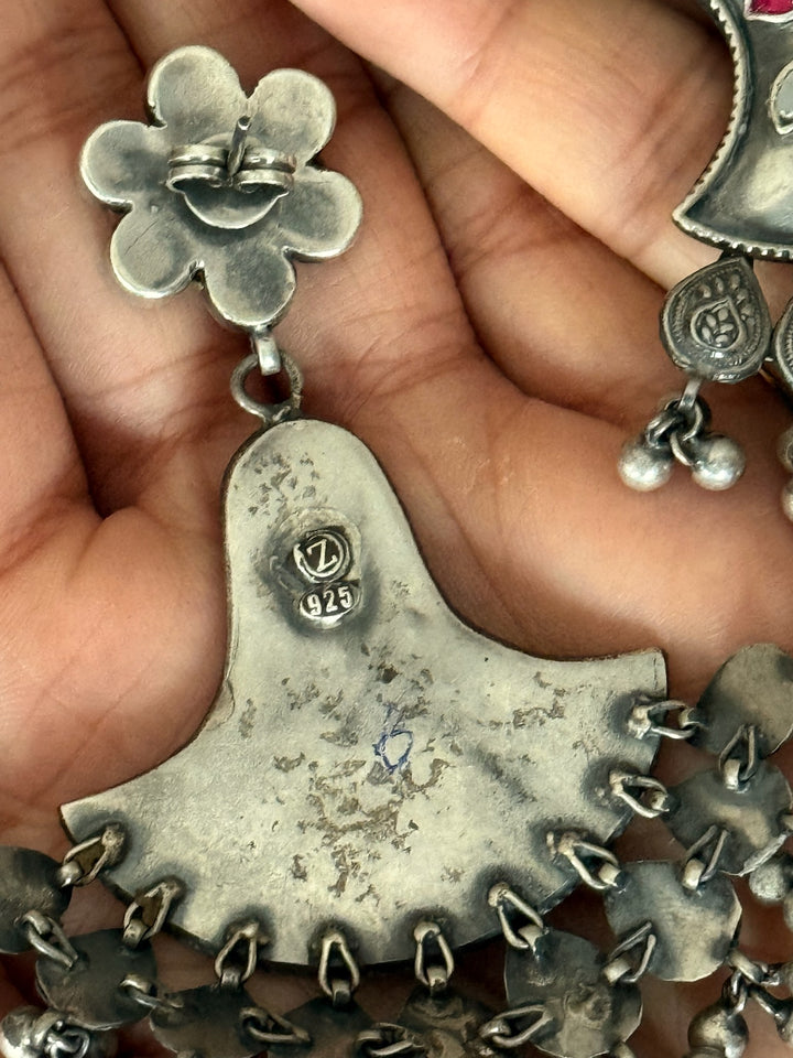 Gulabi Bagh Earrings | Silver & Kundan Earrings