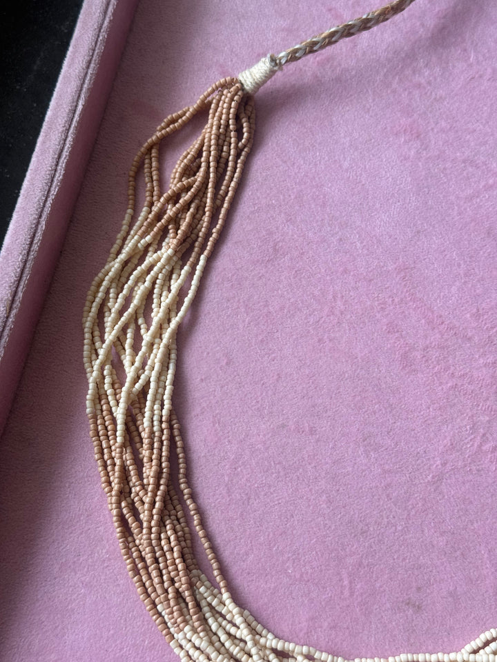 Beige and Cream Multistrand Beaded Necklace