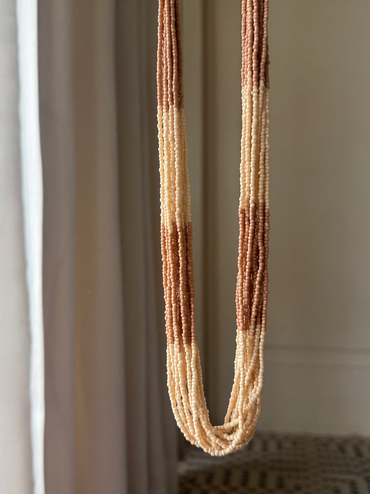Beige and Cream Multistrand Beaded Necklace