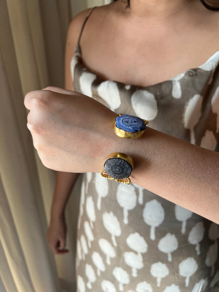 Beautiful Natural Raw Stone Open Cuff