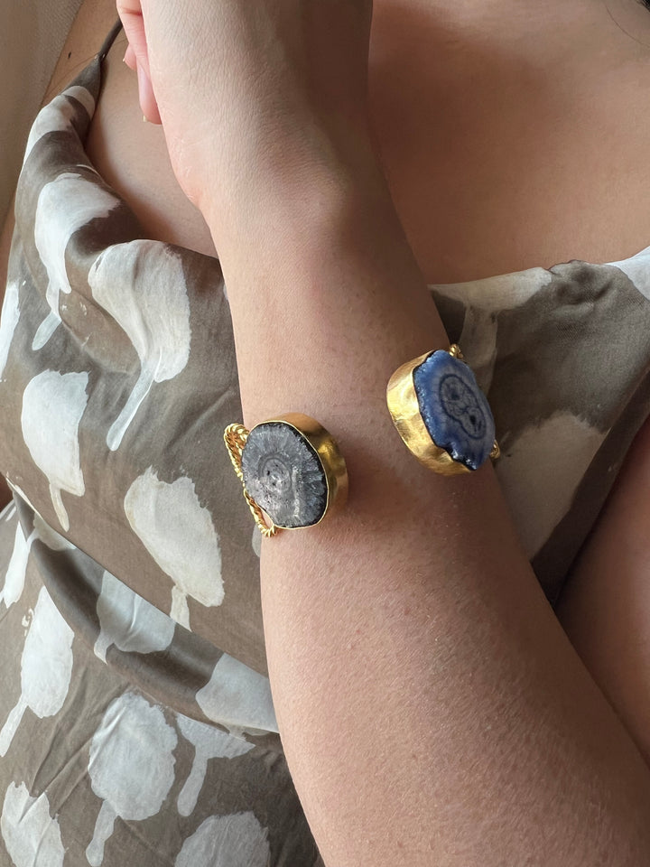 Beautiful Natural Raw Stone Open Cuff