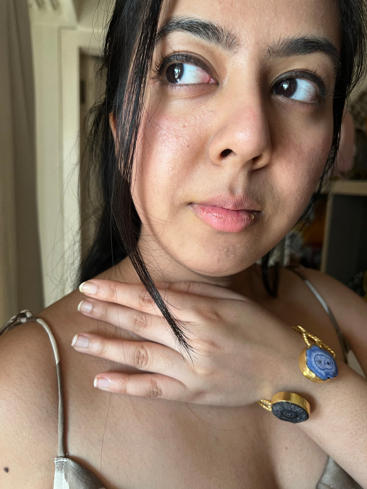 Beautiful Natural Raw Stone Open Cuff