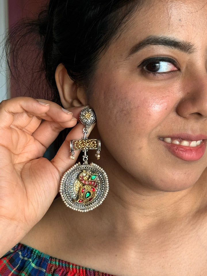 Peacock 925 Silver Fusion Earrings | SHIVKA