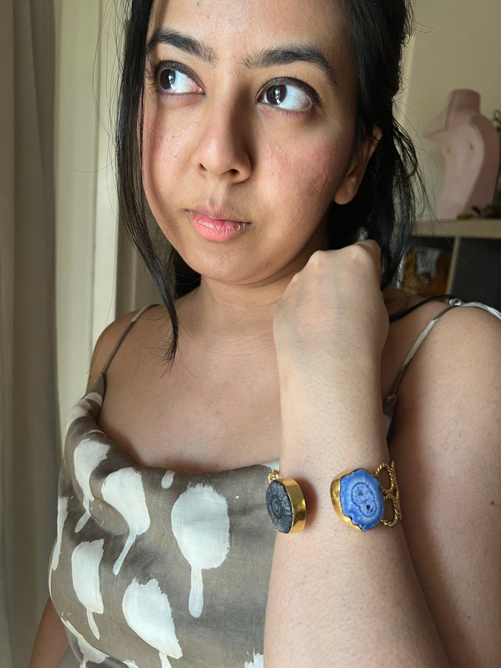 Beautiful Natural Raw Stone Open Cuff