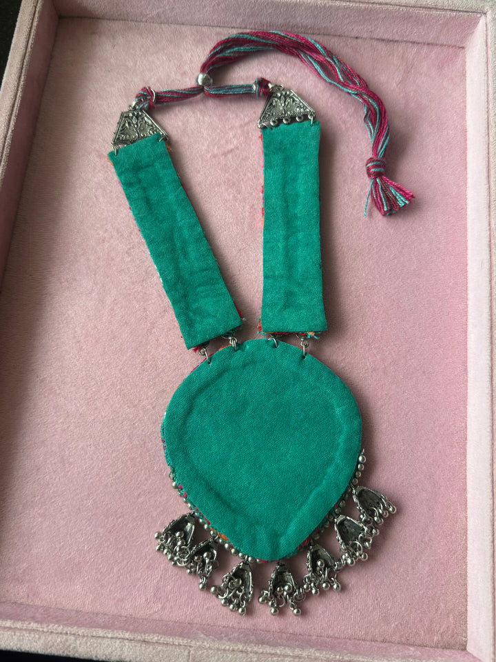 Textile-Mounted Afghani Statement Necklace