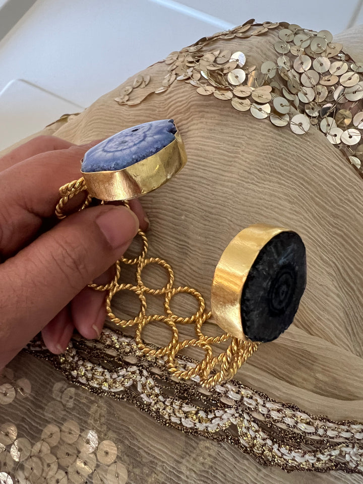 Beautiful Natural Raw Stone Open Cuff