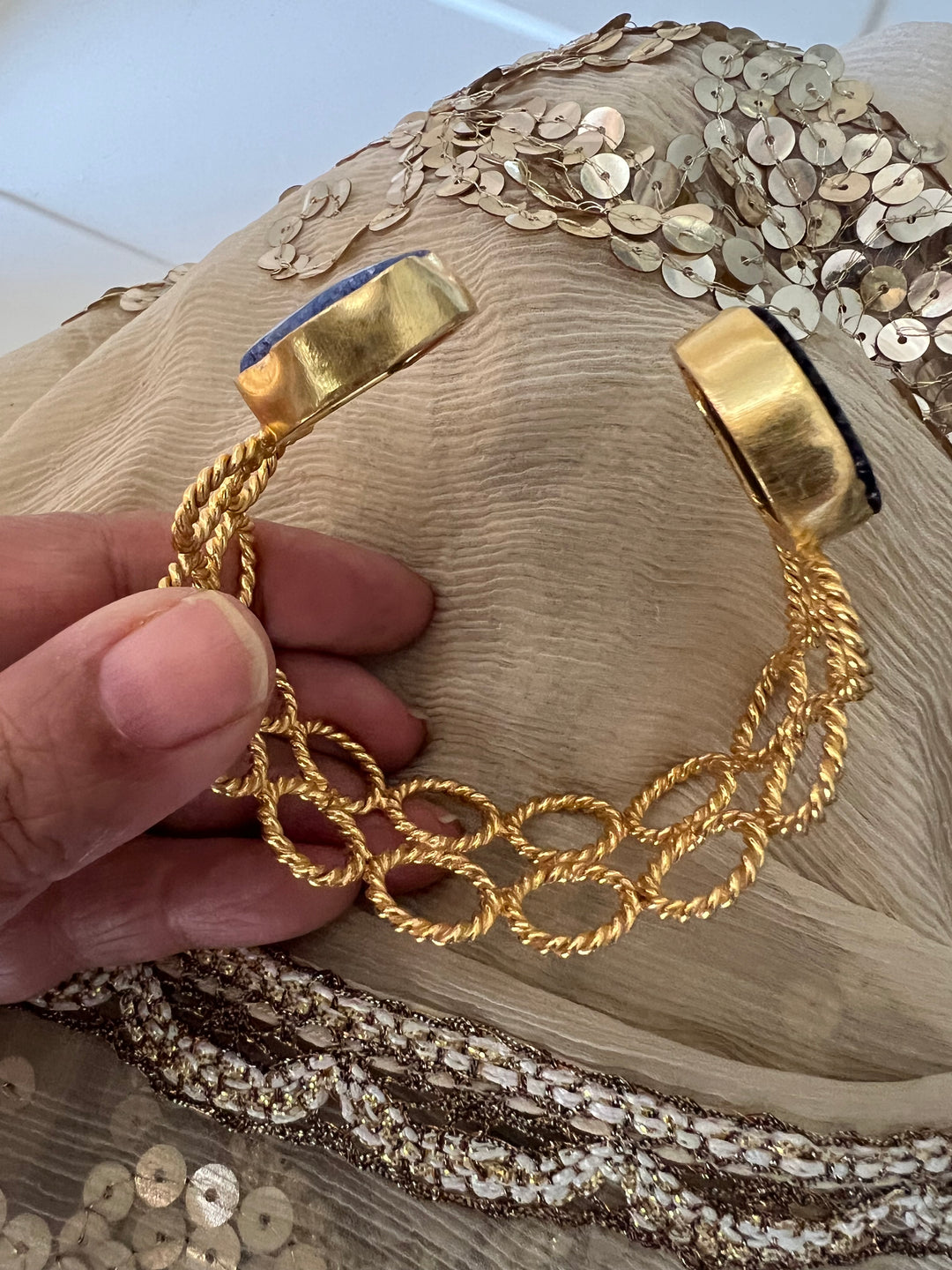 Beautiful Natural Raw Stone Open Cuff